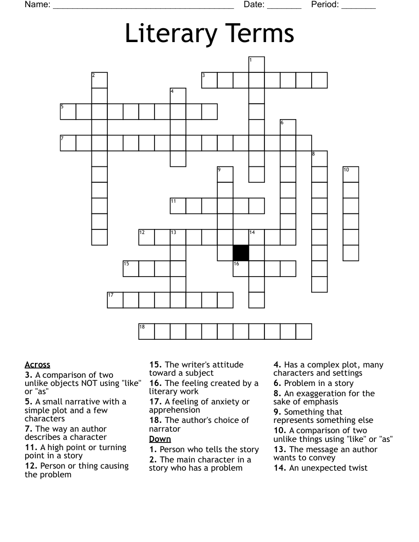 Literary Terms Crossword