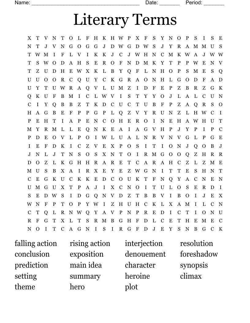 Literary Terms Word Search