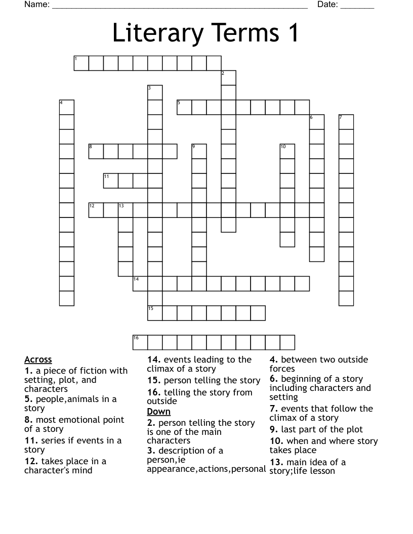 Literary Terms 1 Crossword