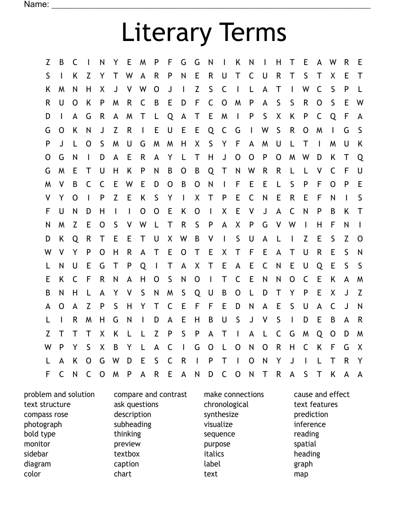 Literary Terms Word Search