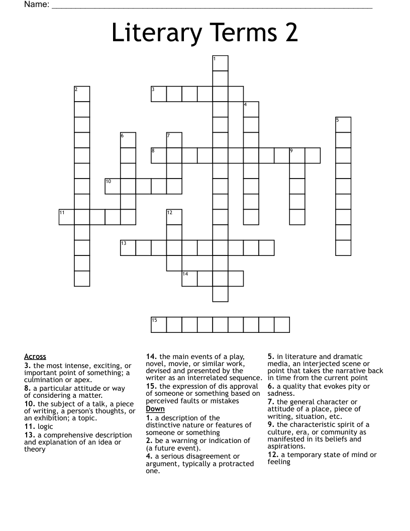 Literary Terms 2 Crossword