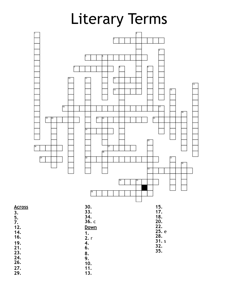 Literary Terms Crossword
