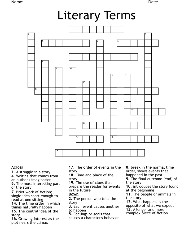 Literary Terms Crossword