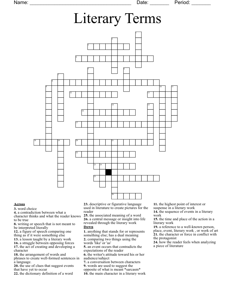 Literary Terms Crossword