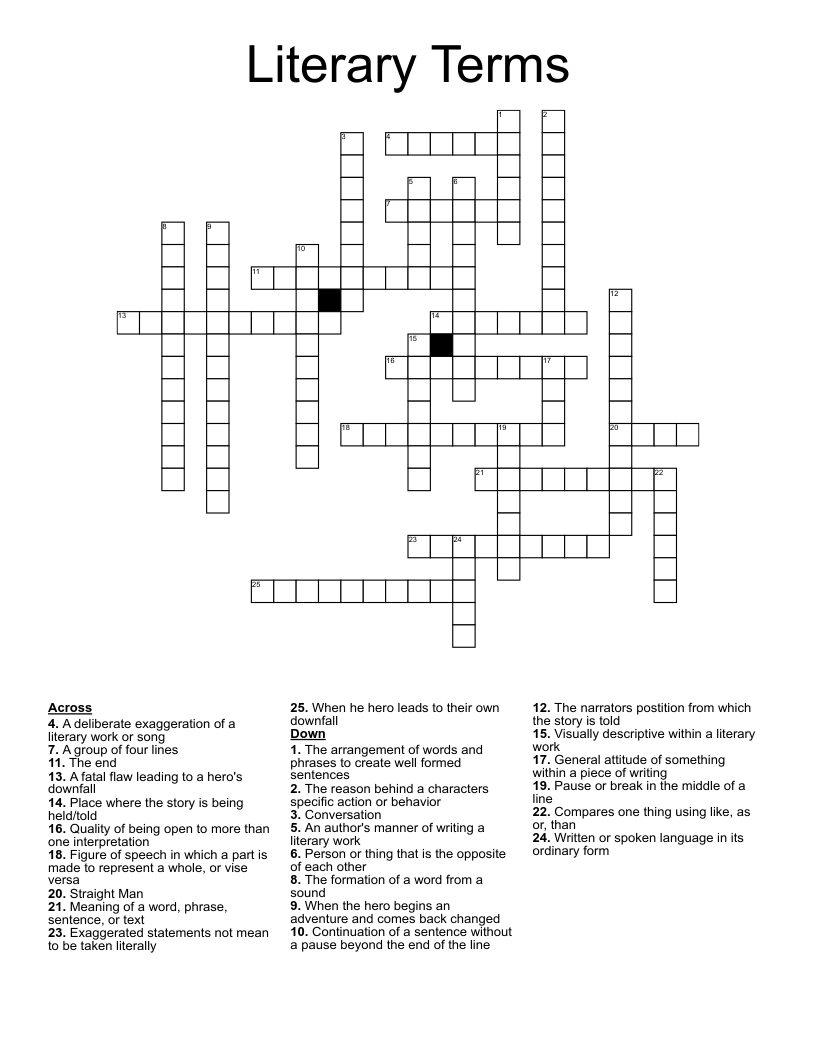 Literary Terms Crossword