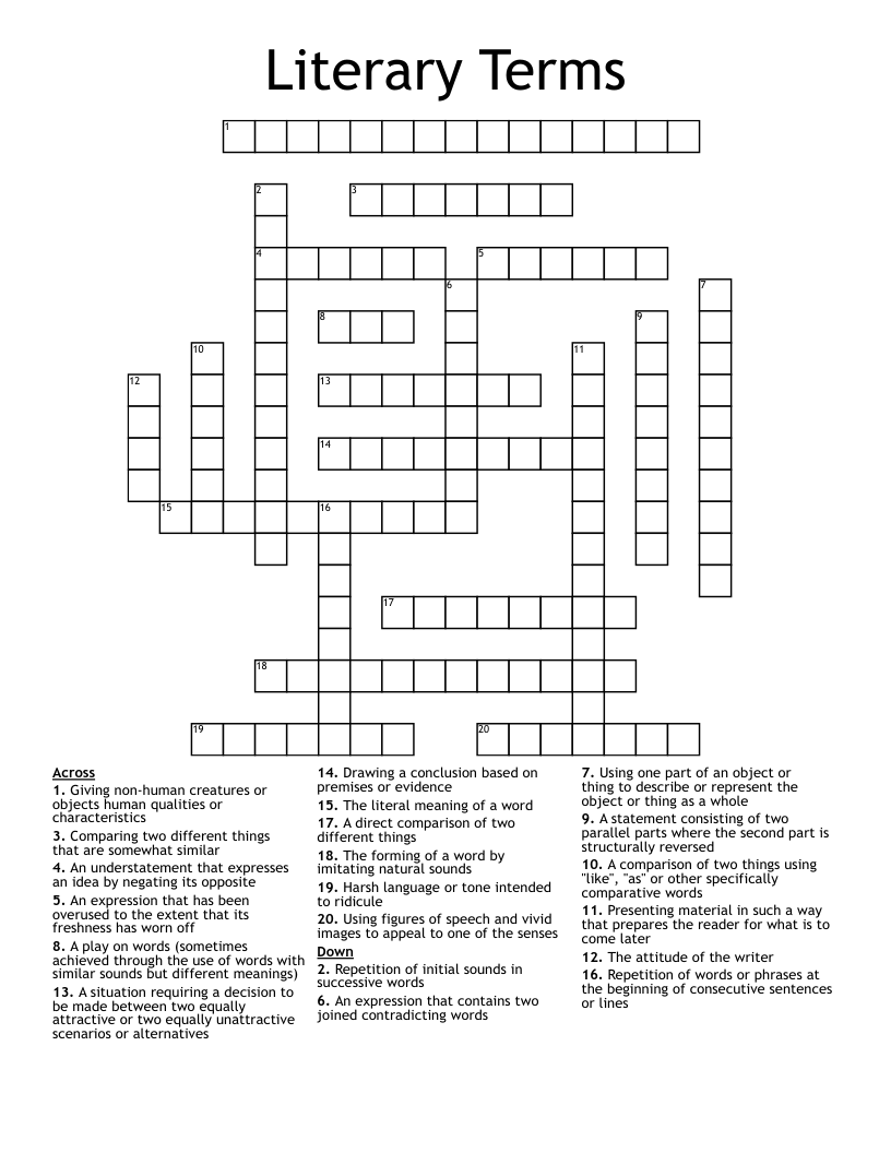 Literary Terms Crossword