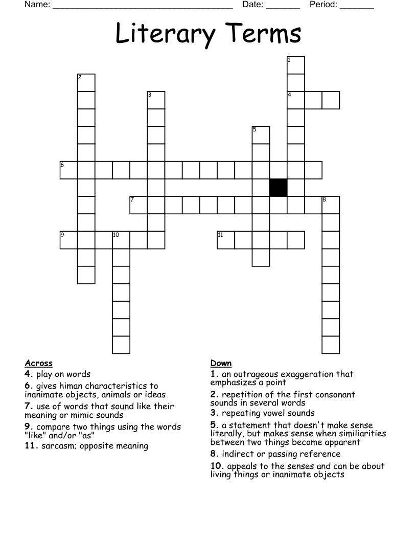Literary Terms Crossword