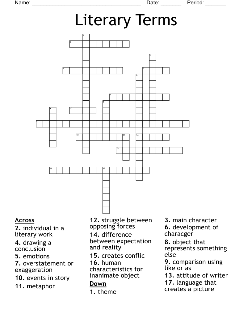 Literary Terms Crossword