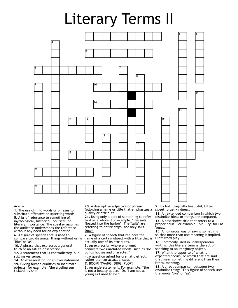 Literary Terms II Crossword