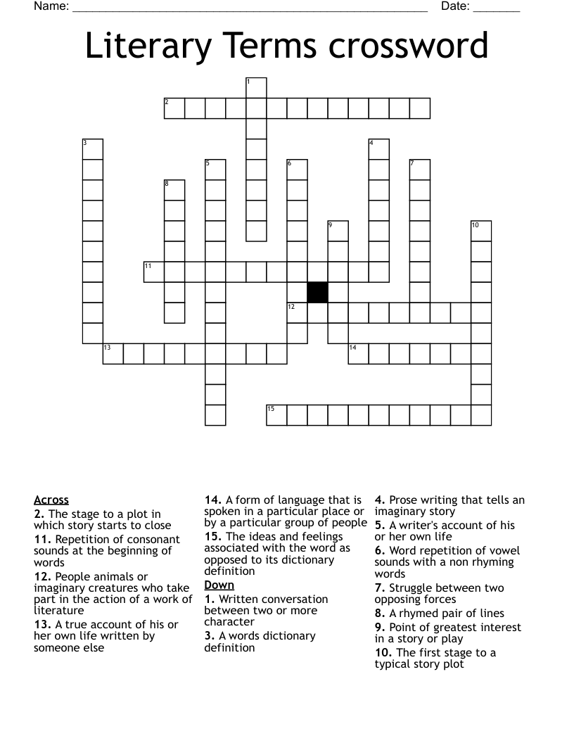 Literary Terms crossword