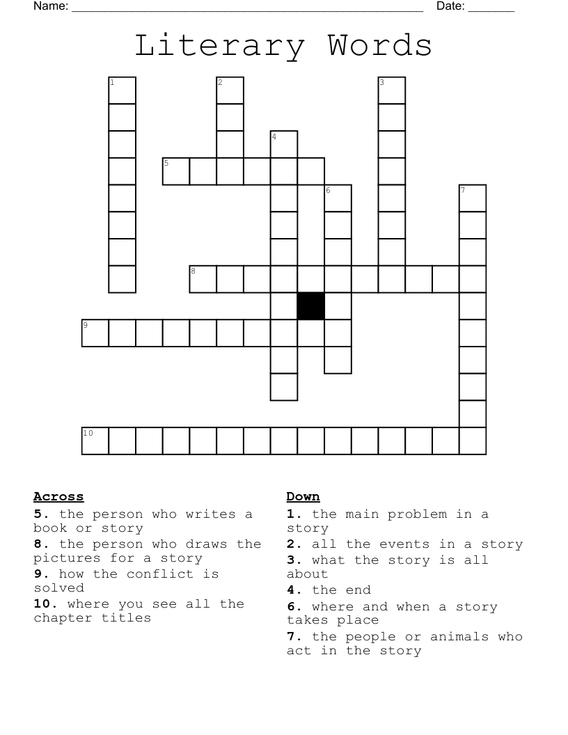 Literary Words Crossword