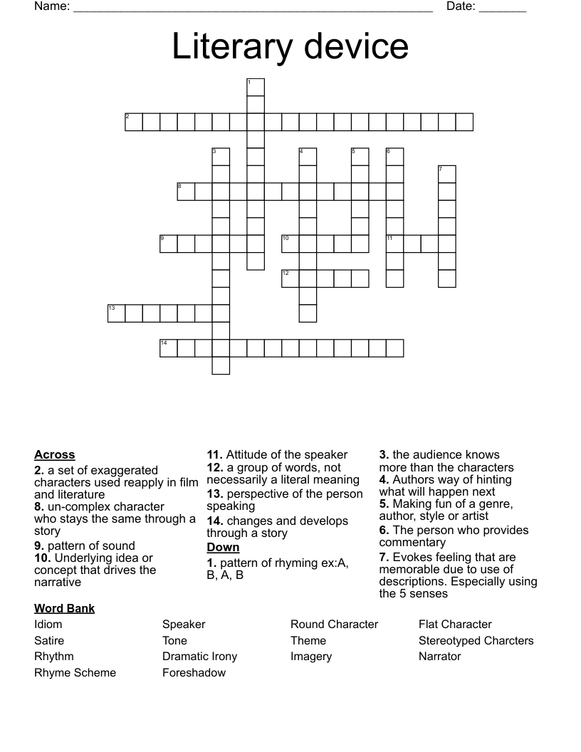Literary device  Crossword