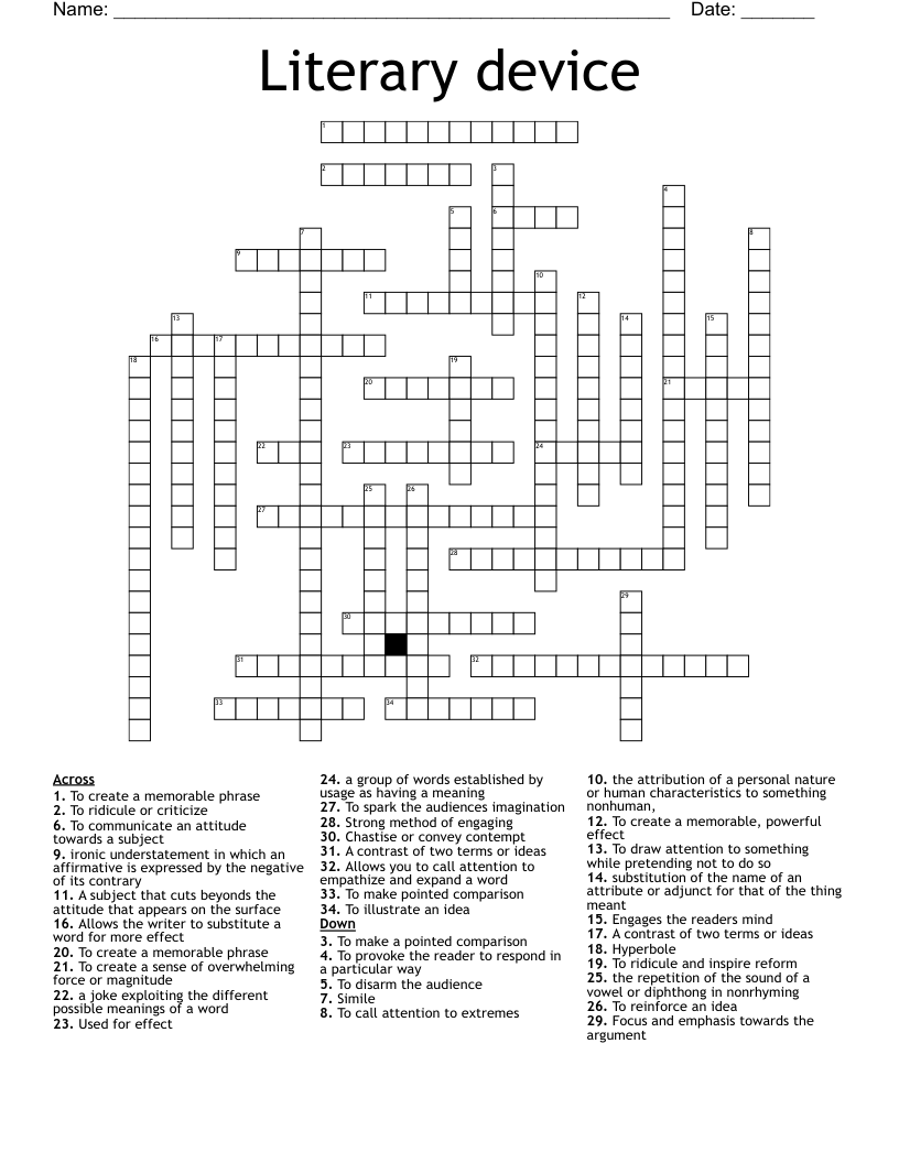 Literary device  Crossword