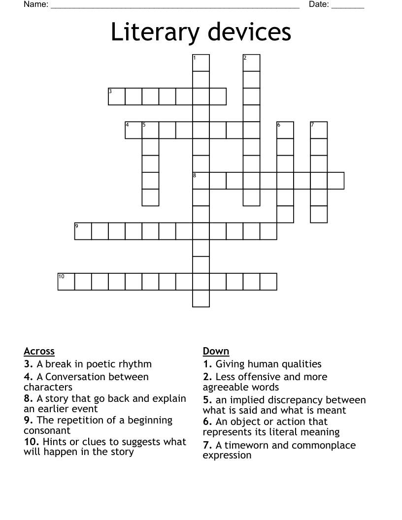 Literary devices Crossword