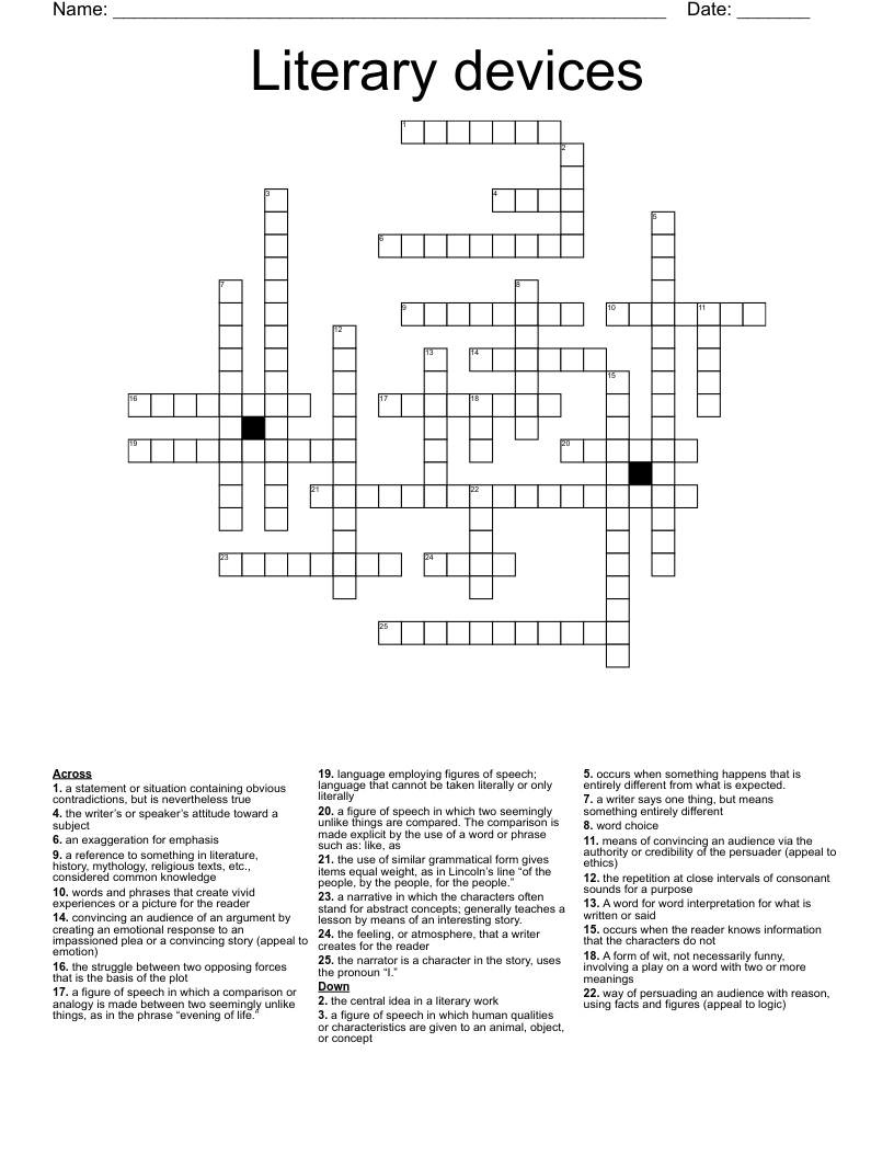 Literary devices Crossword