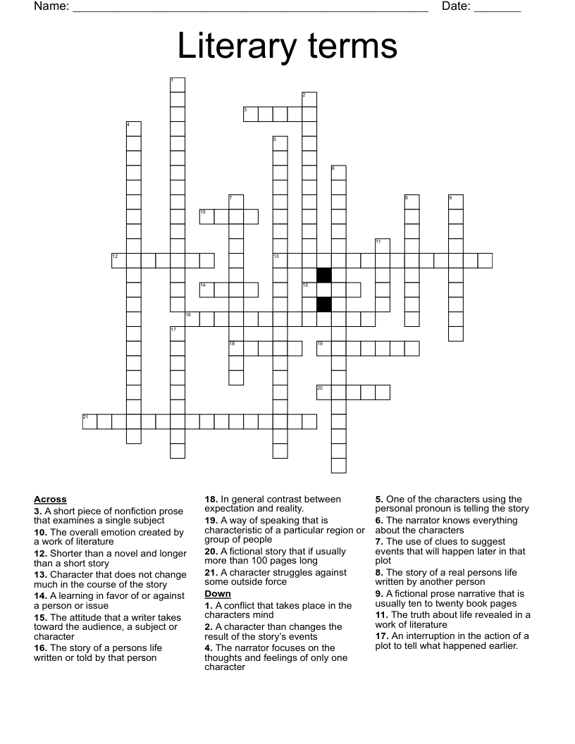 Literary terms Crossword