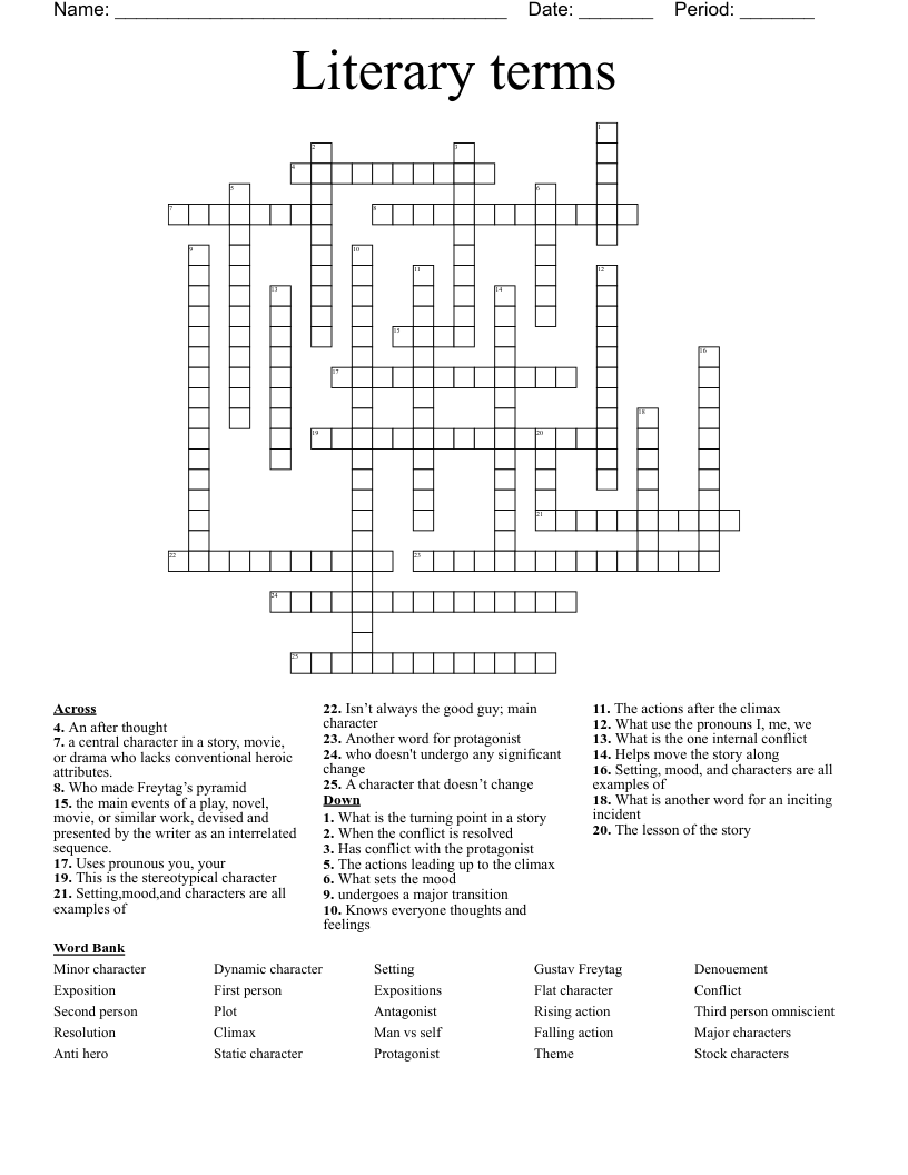 Literary terms Crossword