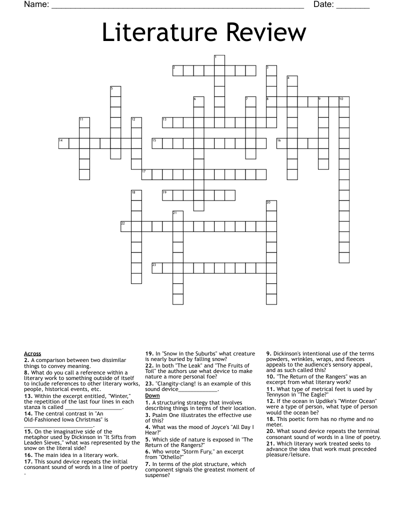 Literature Review  Crossword