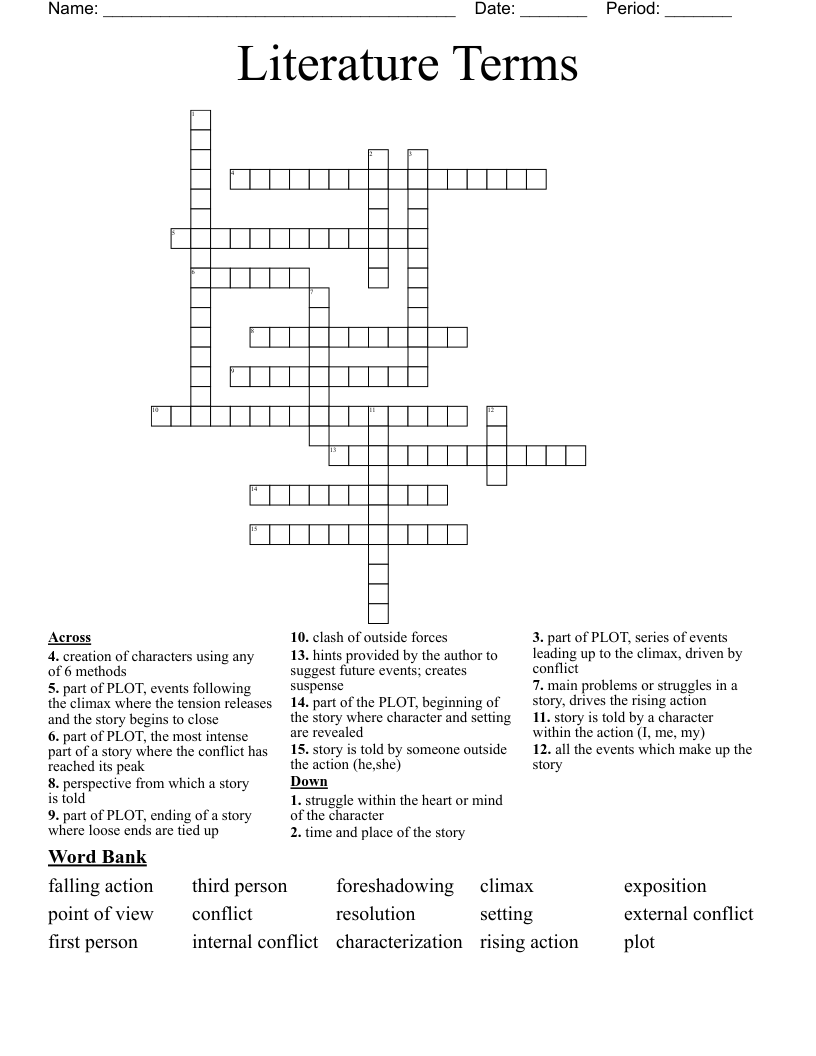 Literature Terms Crossword