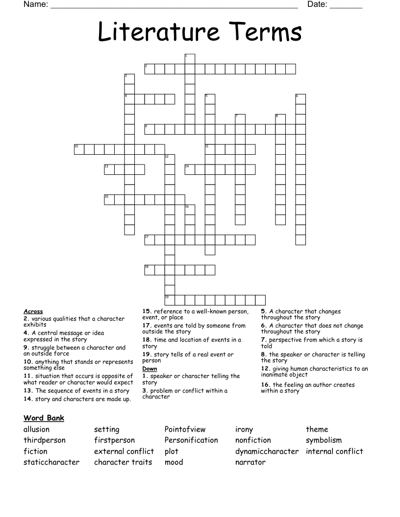 Literature Terms Crossword