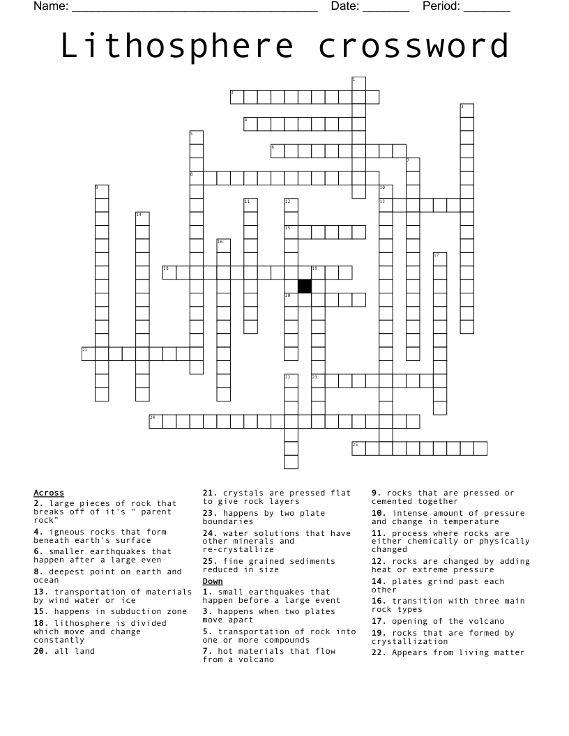 Lithosphere crossword