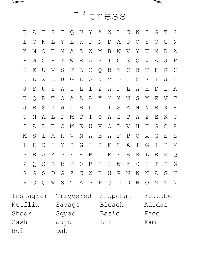 Litness Word Search