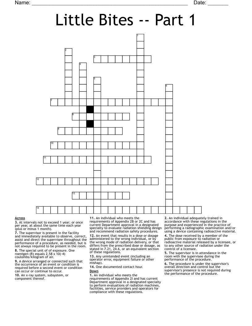 Little Bites -- Part 1 Crossword
