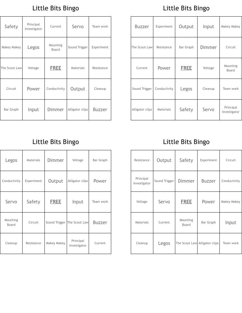 Little Bits Bingo