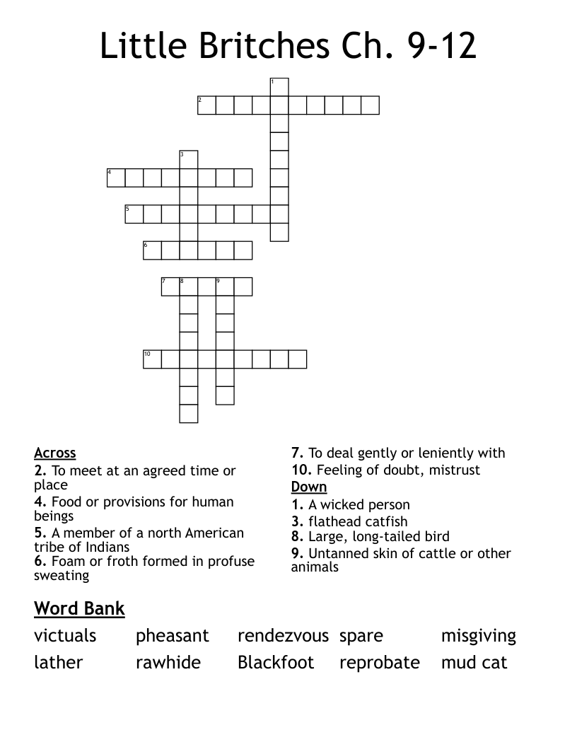 Little Britches Ch. 9-12 Crossword