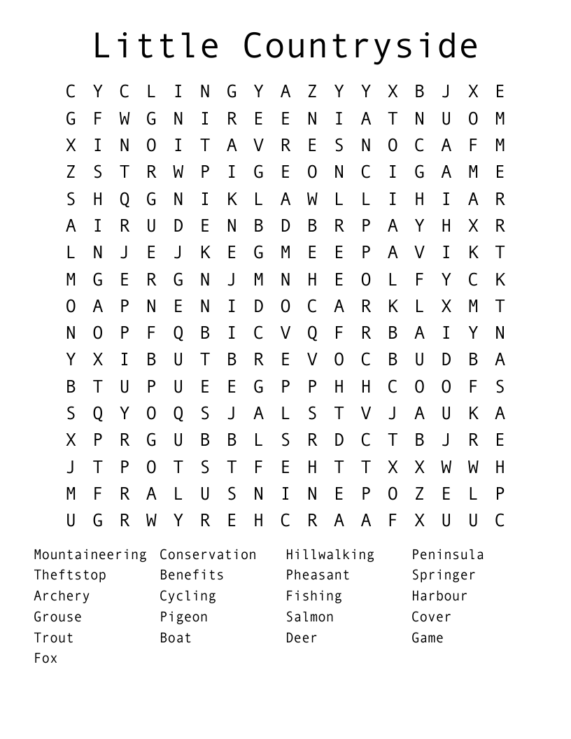 Little Countryside Word Search