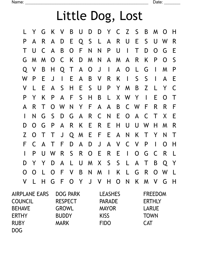 Little Dog, Lost Word Search