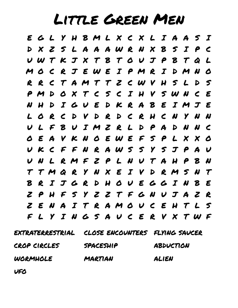 Little Green Men Word Search