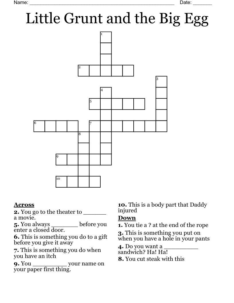 Little Grunt and the Big Egg Crossword