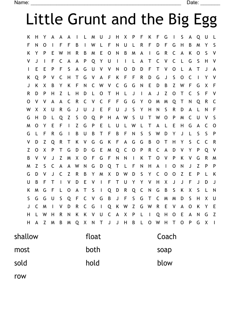 Little Grunt and the Big Egg Word Search