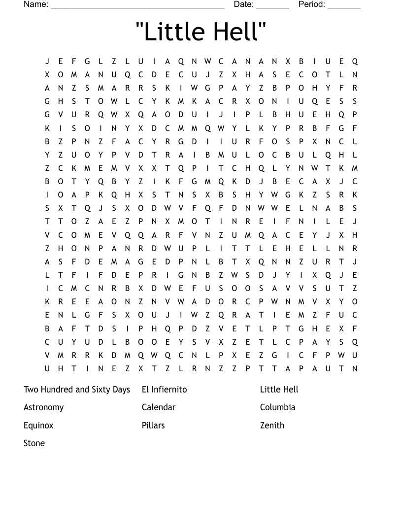 "Little Hell" Word Search