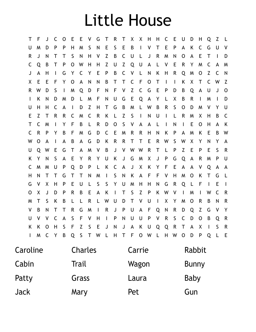 Little House Word Search