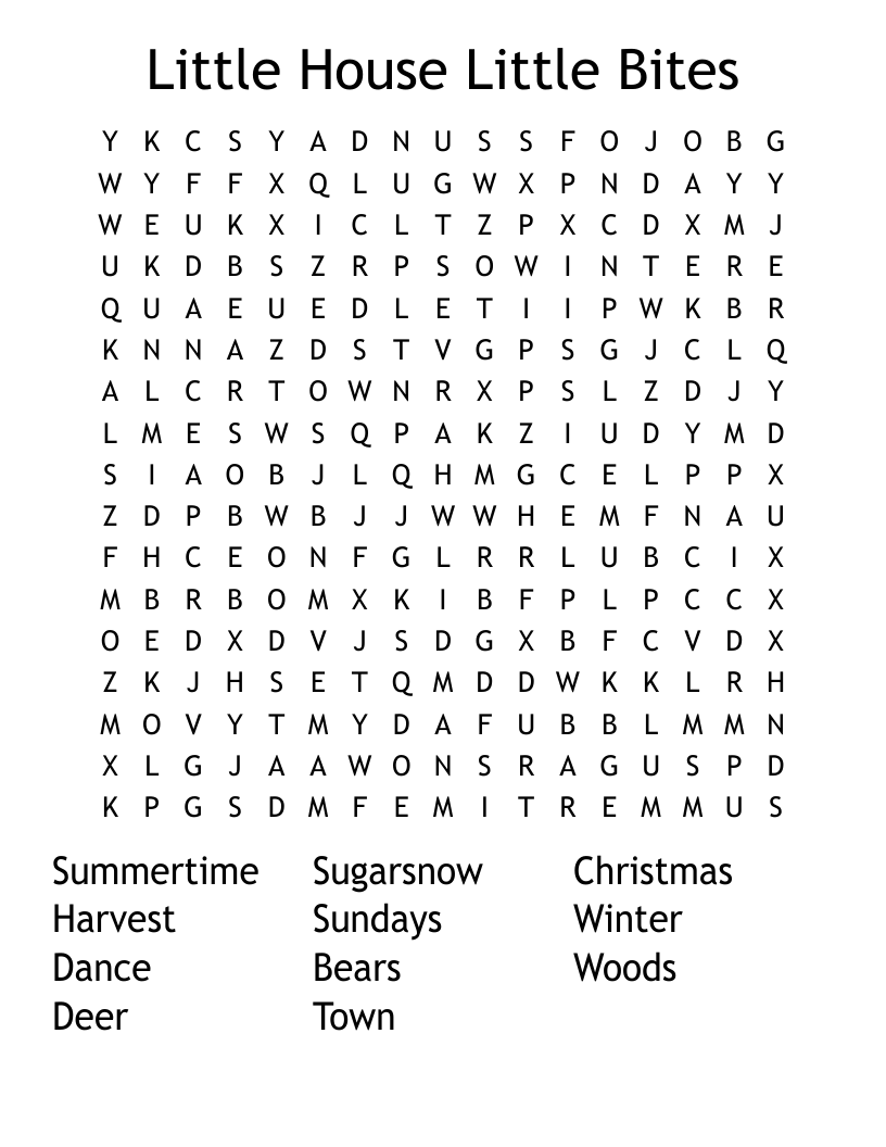 Little House Little Bites Word Search