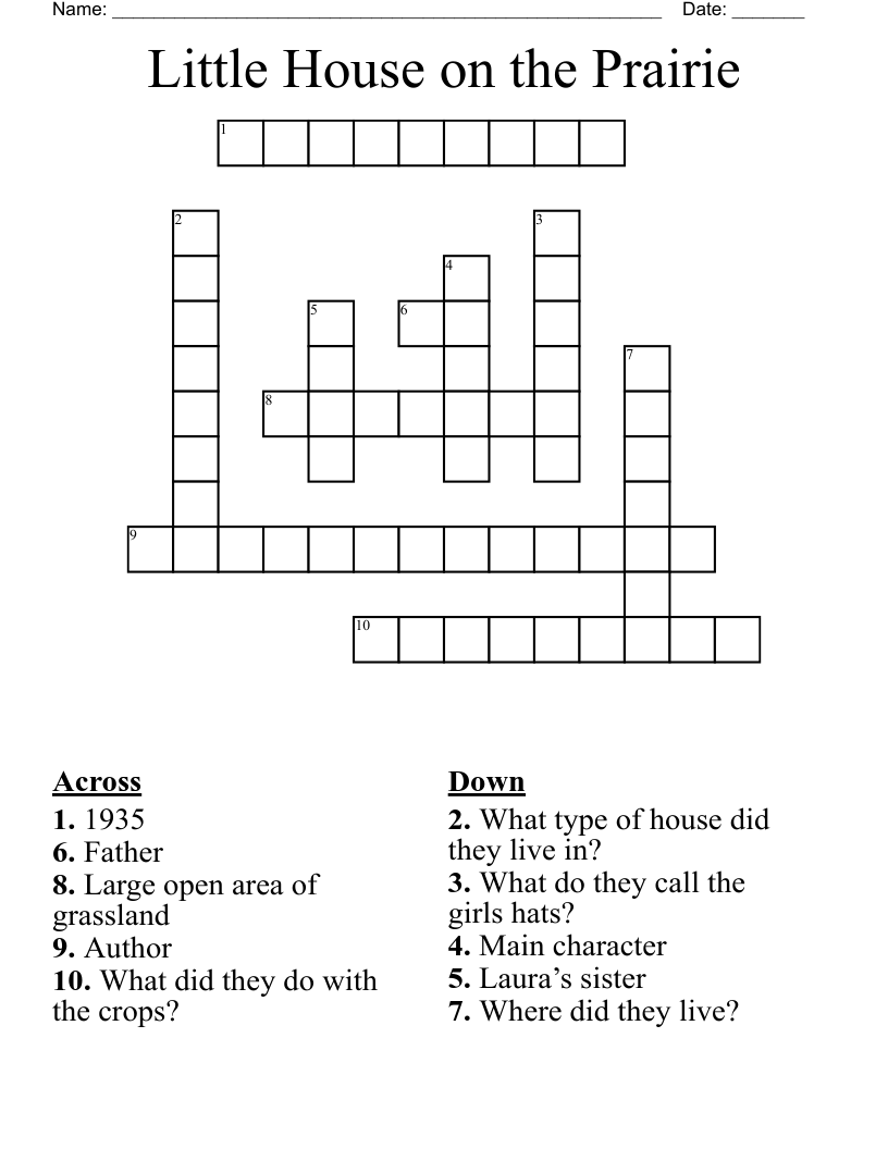 Little House on the Prairie  Crossword