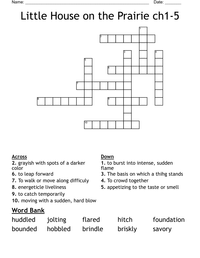 Little House on the Prairie ch1-5 Crossword