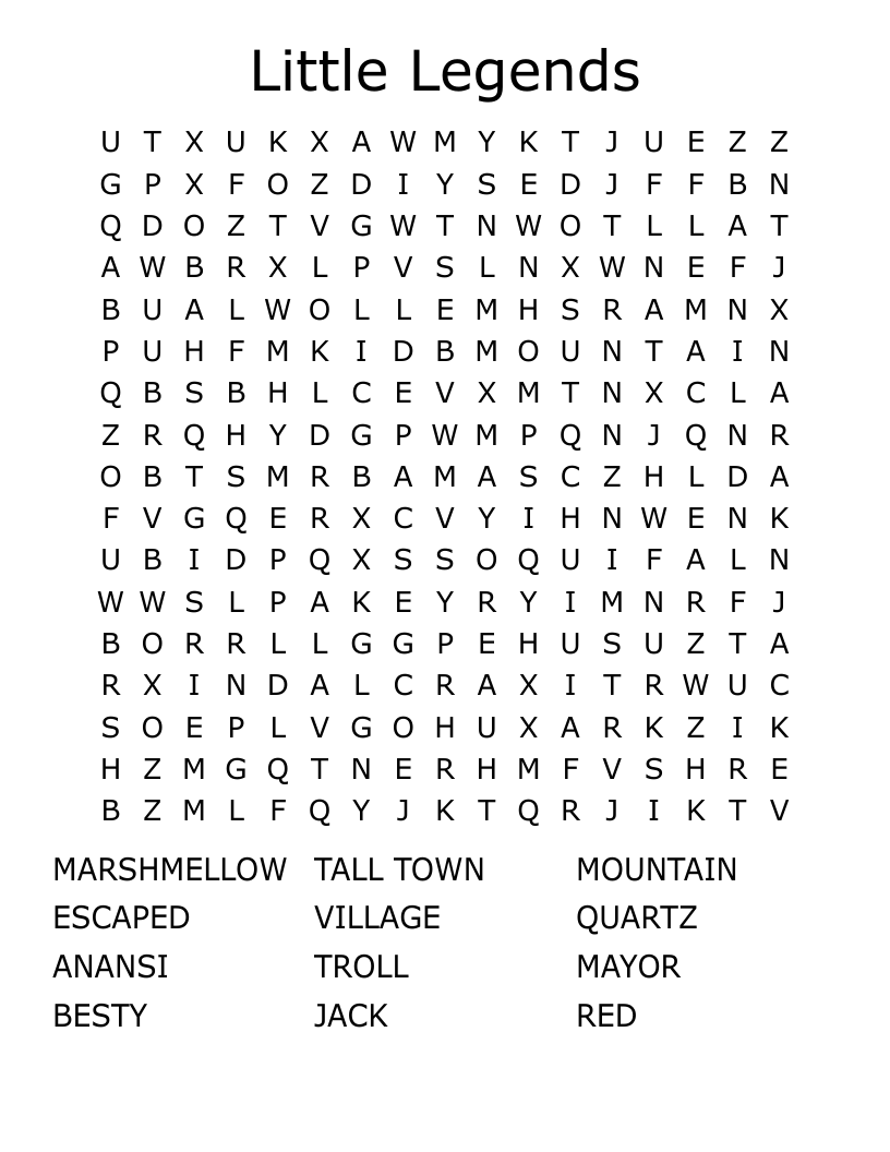 Little Legends Word Search