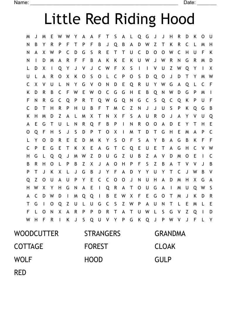 Little Red Riding Hood Word Search