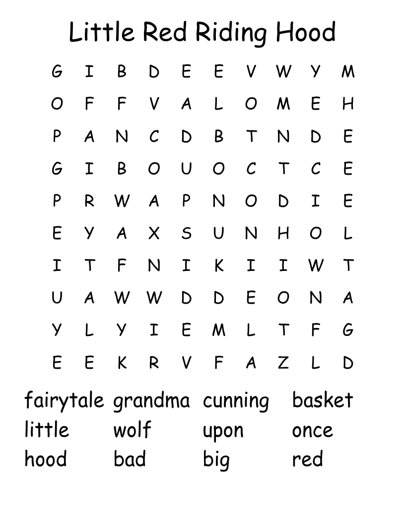 Little Red Riding Hood Word Search