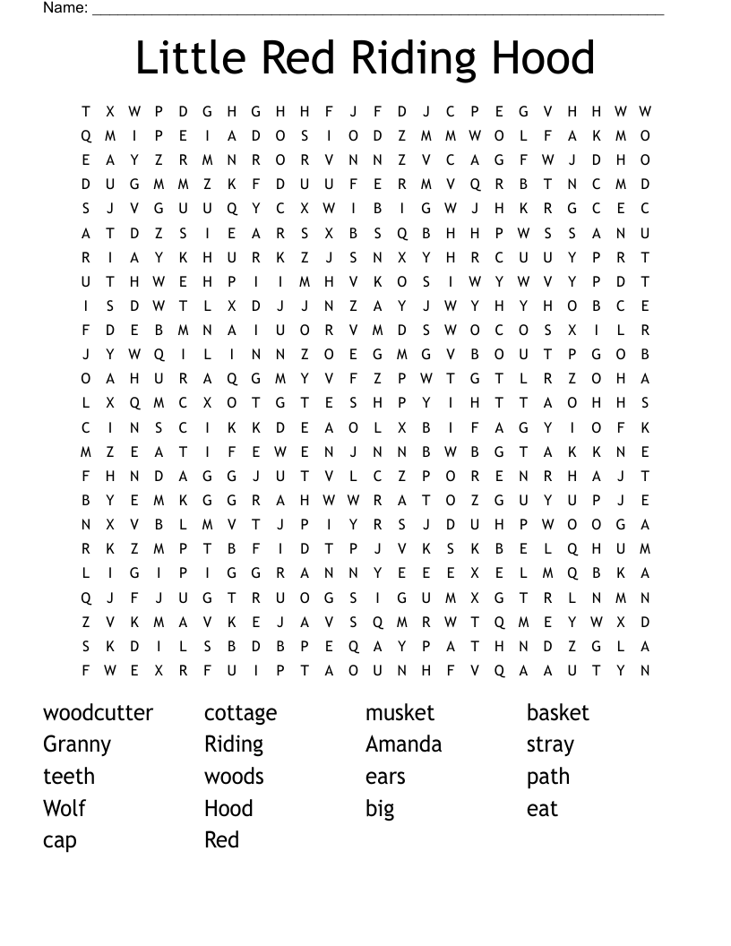 Little Red Riding Hood Word Search