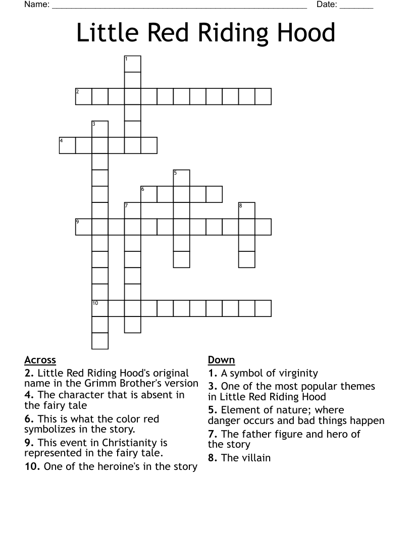 Little Red Riding Hood Crossword