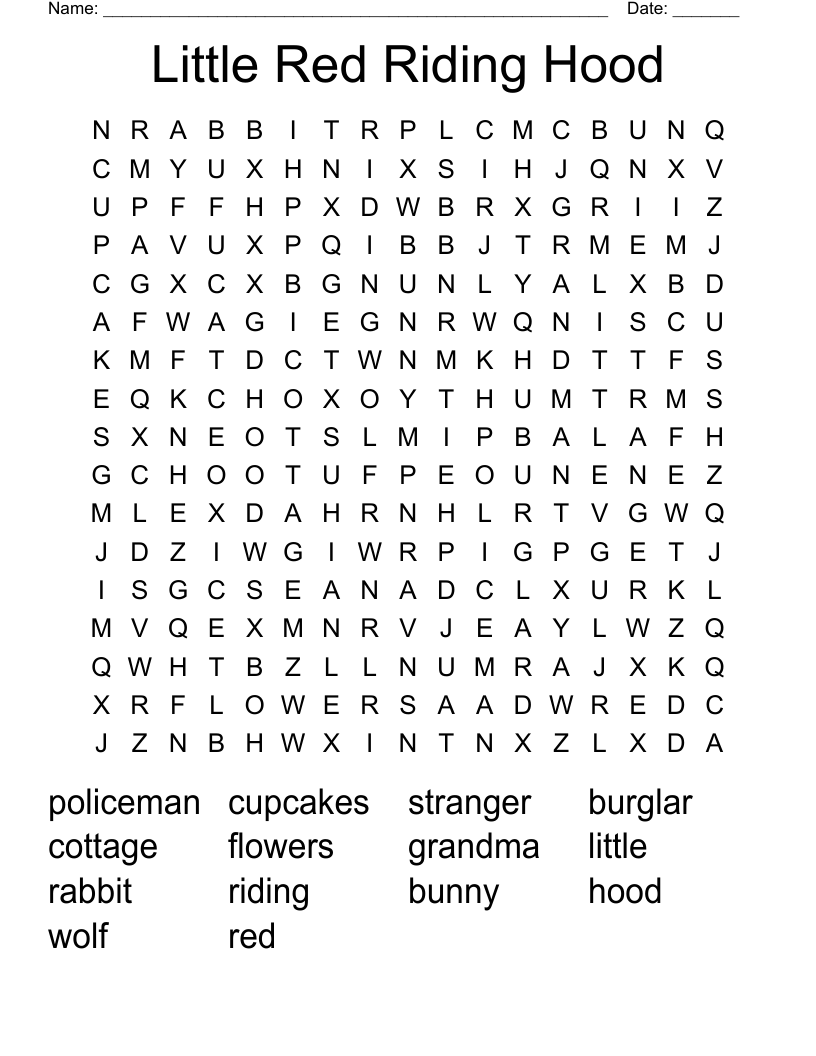 Little Red Riding Hood Word Search