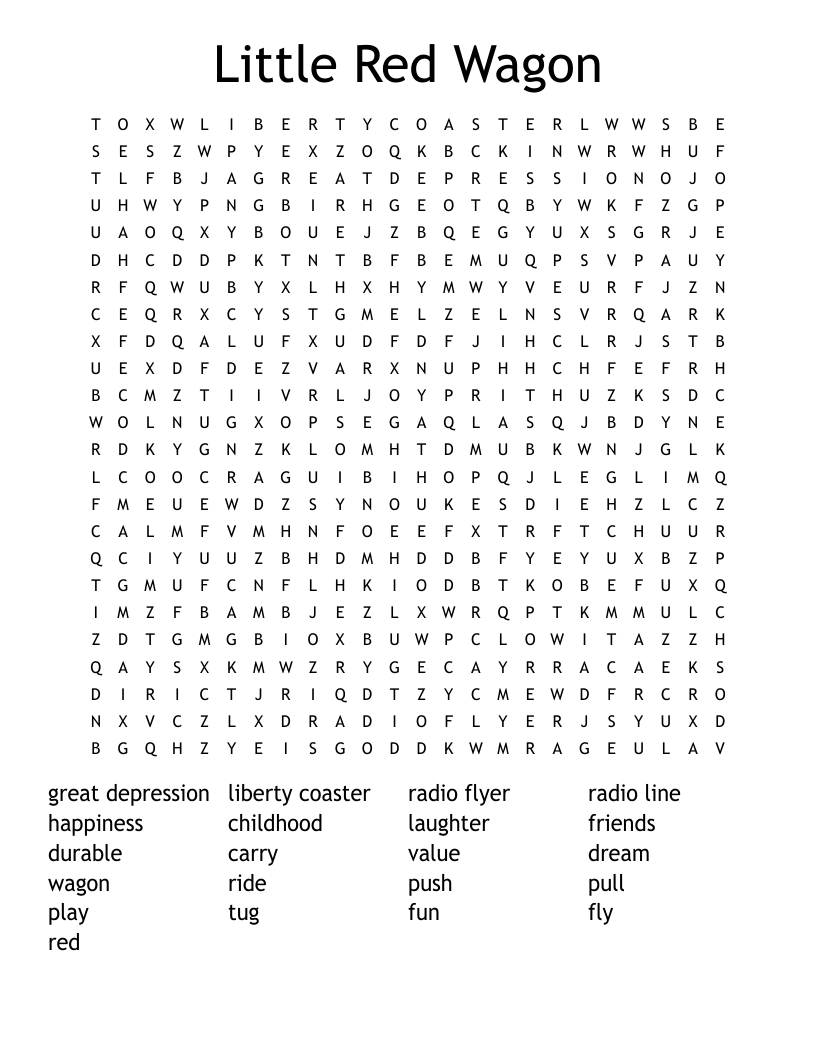 Little Red Wagon Word Search