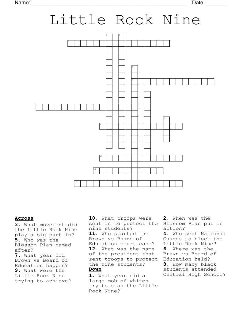 Little Rock Nine Crossword