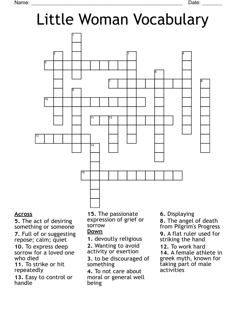 Little Woman Vocabulary Crossword