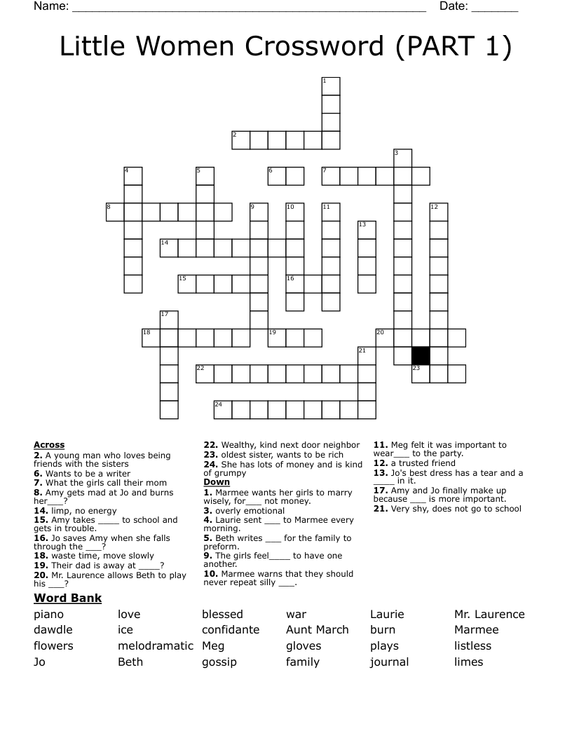 Little Women Crossword (PART 1)