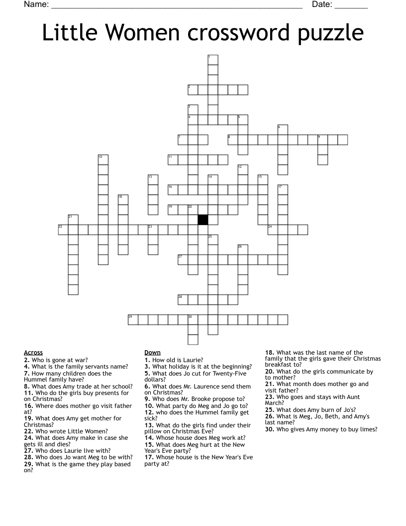 Little Women crossword puzzle